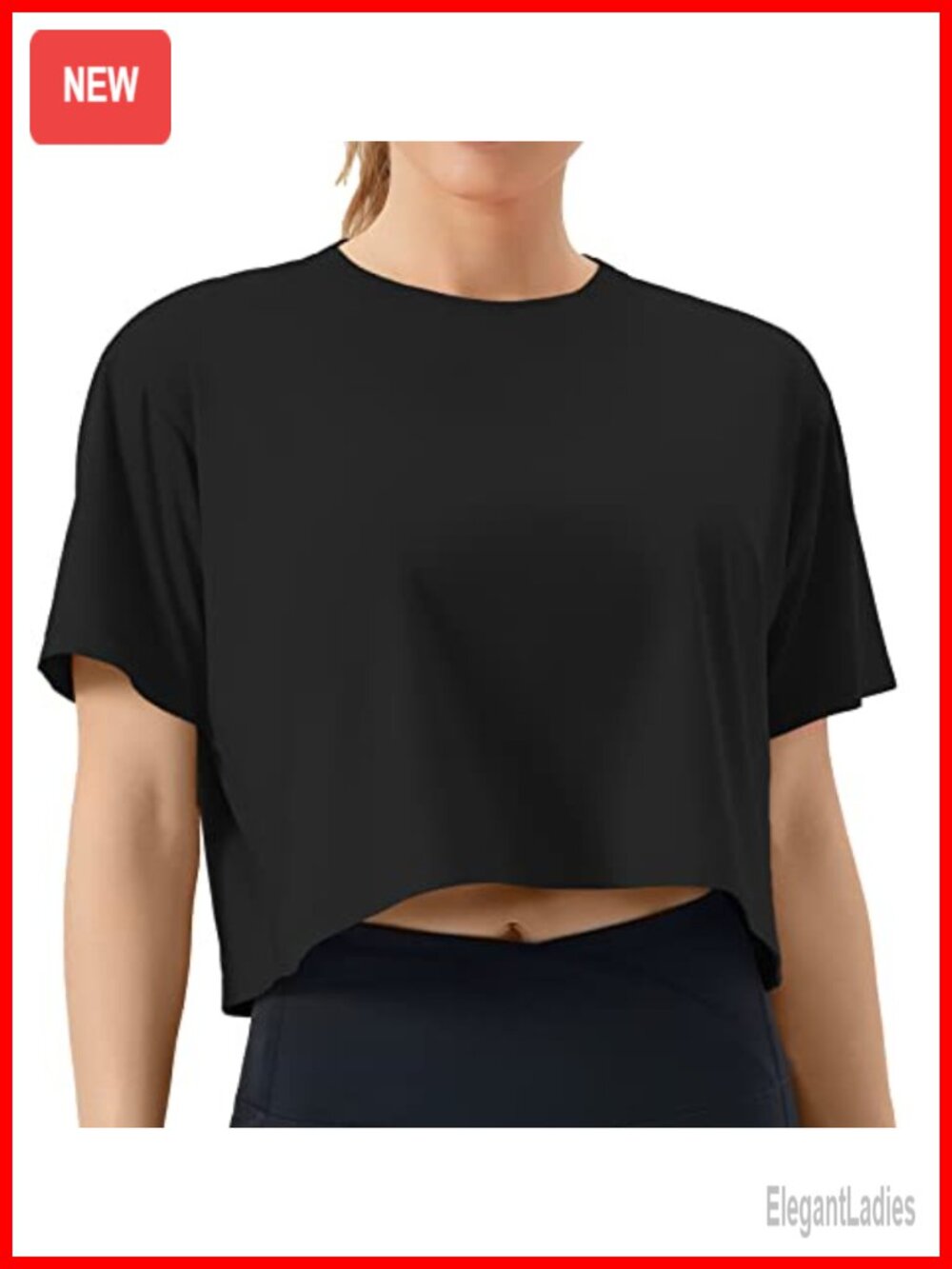 Women's Workout Crop Top Boxy Yoga Cotton Rayon Spandex Short Sleeve Tee